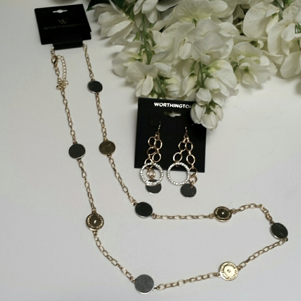 GOLD AND SILVER DISK NECKLACE - Picture 2 of 7